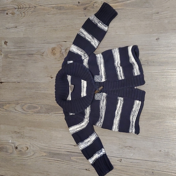🧡 Osh Kosh | Baby Knit Cardigan | 6 M | Blue & White Stripe - Picture 1 of 5